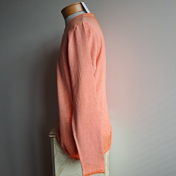 NWT Men's Gionfriddo 100% Cotton Italian Crew Neck Orange Shirt Sweater Size L - Picture 2 of 9